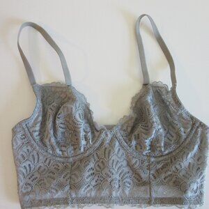 XHILARATION Gray Soft Cup Underwire Lace Longline 34A Bra